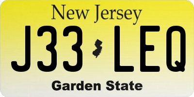 NJ license plate J33LEQ