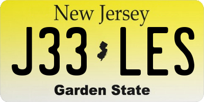 NJ license plate J33LES