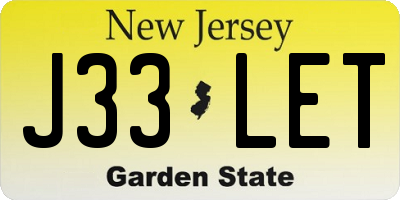 NJ license plate J33LET