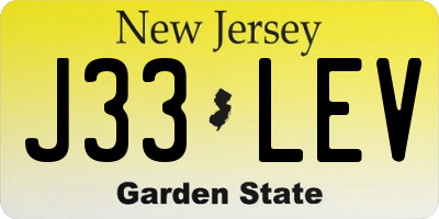 NJ license plate J33LEV