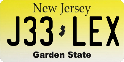 NJ license plate J33LEX
