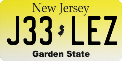 NJ license plate J33LEZ