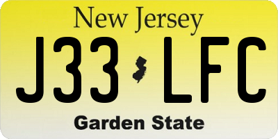 NJ license plate J33LFC