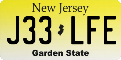 NJ license plate J33LFE