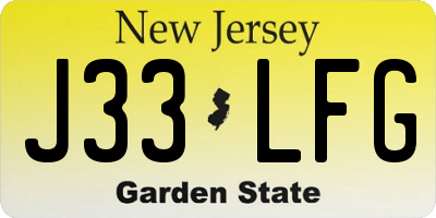 NJ license plate J33LFG