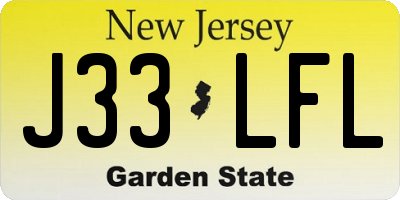 NJ license plate J33LFL