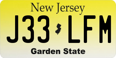NJ license plate J33LFM