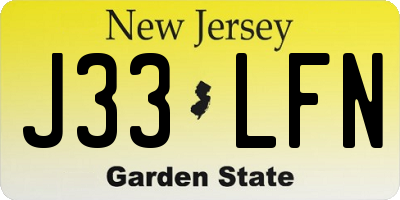 NJ license plate J33LFN