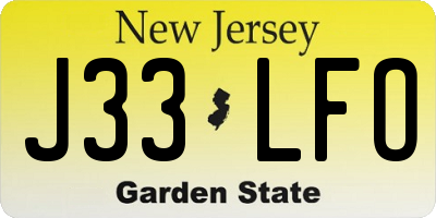 NJ license plate J33LFO