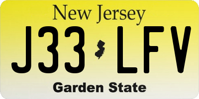 NJ license plate J33LFV