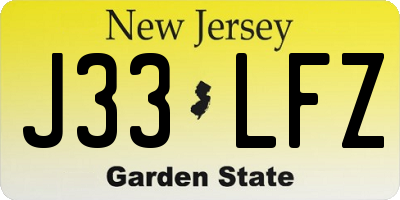 NJ license plate J33LFZ