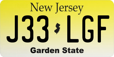 NJ license plate J33LGF