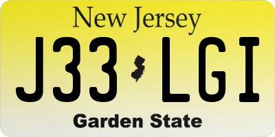 NJ license plate J33LGI