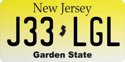 NJ license plate J33LGL