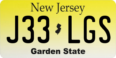 NJ license plate J33LGS