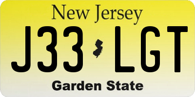 NJ license plate J33LGT