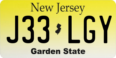 NJ license plate J33LGY