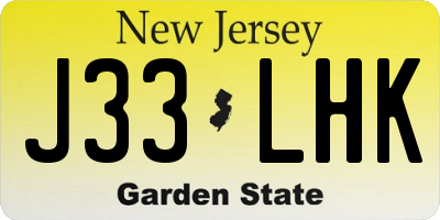NJ license plate J33LHK