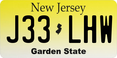 NJ license plate J33LHW
