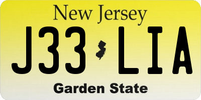 NJ license plate J33LIA