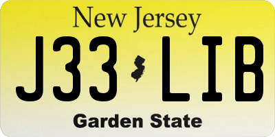 NJ license plate J33LIB