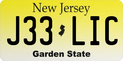 NJ license plate J33LIC