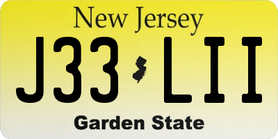 NJ license plate J33LII