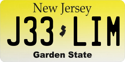 NJ license plate J33LIM