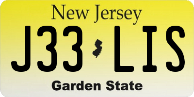 NJ license plate J33LIS