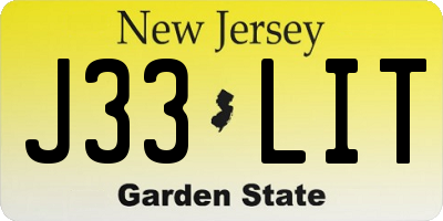 NJ license plate J33LIT