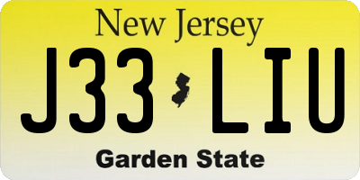 NJ license plate J33LIU