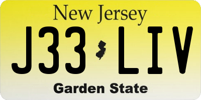 NJ license plate J33LIV
