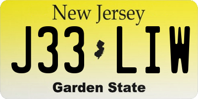 NJ license plate J33LIW