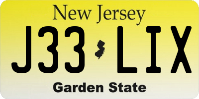 NJ license plate J33LIX