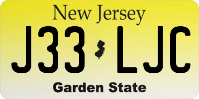 NJ license plate J33LJC