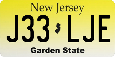 NJ license plate J33LJE
