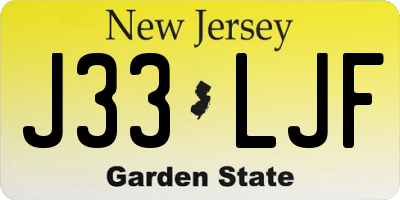 NJ license plate J33LJF
