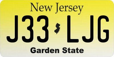 NJ license plate J33LJG