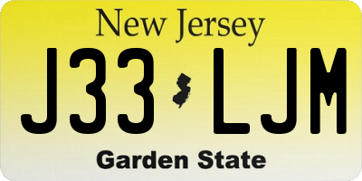 NJ license plate J33LJM