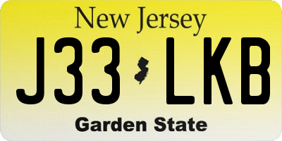 NJ license plate J33LKB