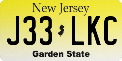 NJ license plate J33LKC