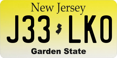 NJ license plate J33LKO