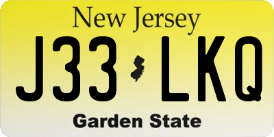 NJ license plate J33LKQ