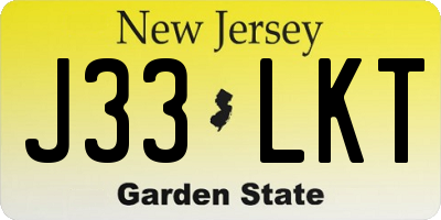 NJ license plate J33LKT