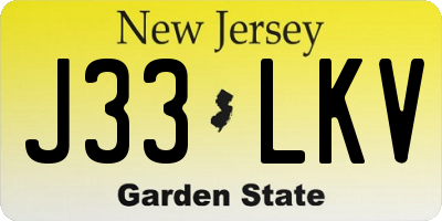 NJ license plate J33LKV