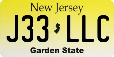 NJ license plate J33LLC