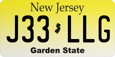 NJ license plate J33LLG