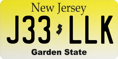 NJ license plate J33LLK