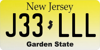 NJ license plate J33LLL