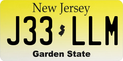 NJ license plate J33LLM